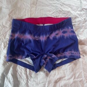 New Balance Women's Tie-Dye Short Workout Spandex - Purple and Pink
